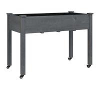 Planter Plant Pot with Liner Raised Bed Flower Pot Grey Solid Wood Fir vidaXL