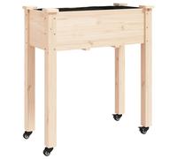 Planter Plant Pot with Liner Raised Bed Flower Pot Grey Solid Wood Fir vidaXL