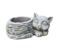 Planter Pot - Resin Window Garden Sleeping Cat - Cute Animal Decor Vase for Cat Lovers
