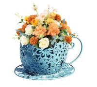 Planter Pots - 25x14.5cm Iron Teacup Flower Pot | Retro Hollow Plant Pots Wrought Iron Decorative For Indoor Outdoor Plants | Vintage Garden Planter For Home Garden Succuĺent Planting Decor