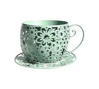 Planter Pots - 25x14.5cm Iron Teacup Flower Pot | Retro Hollow Plant Pots Wrought Iron Decorative For Indoor Outdoor Plants | Vintage Garden Planter For Home Garden Succuĺent Planting Decor