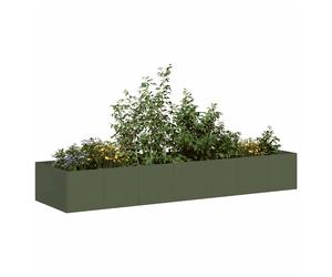 Planter Raised Bed Olive Green 280x80x40cm Cold-Rolled Steel Open-Bottom Durable