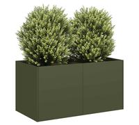 Planter Raised Garden Bed Olive Green Cold-Rolled Steel 80x40x40 cm Open-Bottom