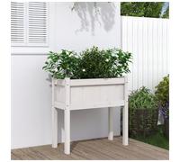 Planter Raised Garden Box White Pine 70x31x70 cm Solid Pine for Patio Deck Cozy