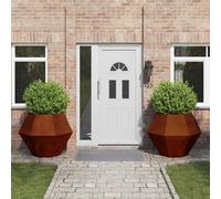 Planter Rectangular Weathering Steel 100x100x80 cm Outdoor Durable Rust Finish.