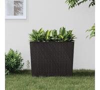 Planter Brown Rattan-Look PP. 58x18x50cm Removable Inner 12/44L Balcony Outdoor