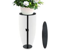 Planter Riser, 17-31 Inches Adjustable Height Plant Stand for Improved Airflow and Drainage, Flower Pot Base for Indoor Outdoor Patio Porch Balcony Windowsill Iron + Acrylic