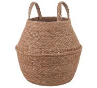 Planter Round Natural Seagrass Woven With Handles Ø22x20cm Eco Indoor Outdoor UK