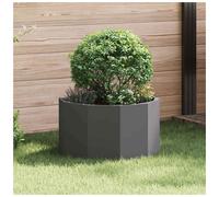 Planter Round Steel Black 60x60x35 cm Outdoor Contemporary Heavy Duty for Patio