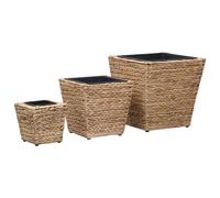Planter set 3pcs Light Brown Water Hyacinth with Steel Frame 40/30/20cm Rustic