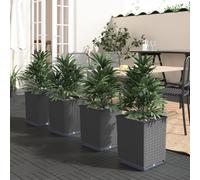 Planter Set 4 Black Polypropylene 30x30x37cm Deep Square Garden Boxes for Patio