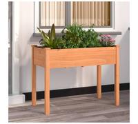 Planter Solid Fir Wood Brown 118x59x76cm Large Outdoor Garden Planter with Liner