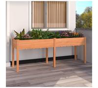 Planter Solid Fir Wood Brown 203x53x76 cm Outdoor Flower Veg Big Box with Liner