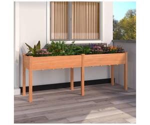 Planter Solid Fir Wood Brown 203x53x76 cm Outdoor Flower Veg Big Box with Liner