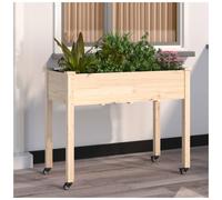 Planter Solid Fir Wood Natural 118x59x80 cm Planter Box with Liner with Drainage