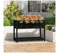 Planter Solid Pinewood Black 111.5x54x81 cm Raised Shelf Garden Box Large Indoor