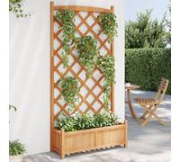 Planter with Trellis Raised Bed Garden Planter Brown Solid Wood Fir vidaXL
