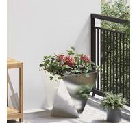 Planter Stainless Steel Silver 40x40x40 cm Corrugated Modern Outdoor Cube Urban