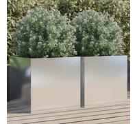 Planter Stainless Steel Silver 49x47x46cm Raised Garden Bed 2 Pack for Balcony.