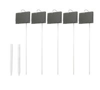 Planter Tags Reusable Natural Slate Plant Labels with Metal Stakes and Stone Chalks for Flower Vegetable Pot Garden Signs for Outdoor Plants(Square)
