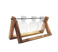 Planter Terrariums TerrariumHydroponic Plant Transparent Vase Wooden Frame Vase DecoratioTabletop Plant Decor Flower Vase Air Plant Holders(28.5x16cm)