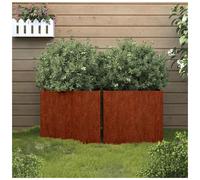 Planter weathering steel brown 32x30x29 cm galvanised steel 2pc set outdoor