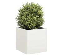 Planter White 40x40x40 cm Cold-Rolled Steel Raised Garden Planter for Patio Deck