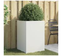 Planter White 52x48x75cm Galvanised Steel Raised Garden Bed Modern Weatherproof