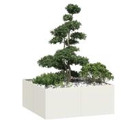 Planter White Cold-Rolled Steel 100x100x40cm Raised Garden Bed Outdoor Large Box