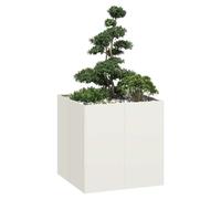Planter White Cold-Rolled Steel 80x80x80 cm Raised Garden Bed Outdoor Modern XL