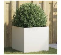 Planter White Galvanised Steel 42x40x39 cm Raised Garden Flower Box for Patio UK