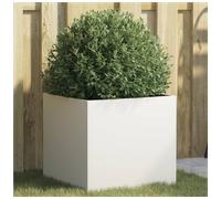 Planter White Galvanised Steel 42x40x39 cm Raised Garden Flower Box for Patio UK