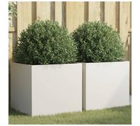 Planter White Galvanised Steel 49x47x46 cm Modern Weather-Resistant Outdoor Box