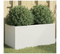 Planter White Galvanised Steel 62x30x29cm Weather-Resistant Garden Patio Decor
