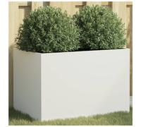 Planter White Galvanised Steel 62x40x39cm Outdoor Raised Garden Bed Box Durable