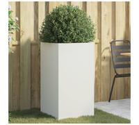 Planter White Galvanised Steel Raised Garden Planter 42x38x75 cm Outdoor Patio