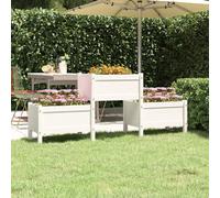 Planter White Solid Pinewood 178.5x44x75 cm Rustic Box 3-Tier Raised Garden Bed