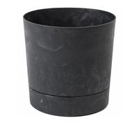 Planter with Integrated Saucer, Width 20 cm, 4.7 L, Black Concrete Look Flower Pot for Indoor and Outdoor Use, Weatherproof and Easy Care