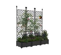 Planter with Metal Trellis, 3 Pack Raised Garden Bed with Privacy Panel, Outdoor Planter Box Kit with Drainage Holes for Climbing Plants Flowers Vegetables Herbs for Garden Patio Yard 126Wx160H cm-B