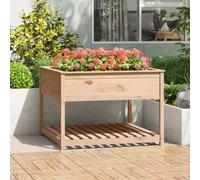 Planter with Shelf 111.5x111.5x81 cm Solid Wood Pine Berkfield Home Brown One Size