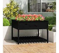 Planter with Shelf Black 111.5x111.5x81 cm Solid Wood Pine Berkfield Home Black One Size