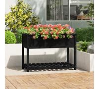 Planter with Shelf Black 111.5x54x81 cm Solid Wood Pine Berkfield Home Black One Size