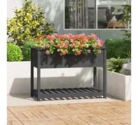 Planter with Shelf Grey 111.5x54x81 cm Solid Wood Pine Berkfield Home Grey One Size