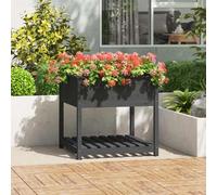 Planter with Shelf Grey 82.5x82.5x81 cm Solid Wood Pine Berkfield Home Grey One Size