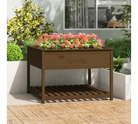 Planter with Shelf Honey Brown 111.5x111.5x81 cm Solid Wood Pine Berkfield Home Brown One Size