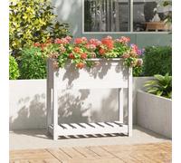 Planter with Shelf White 82.5x34.5x81 cm Solid Wood Pine Berkfield Home White One Size