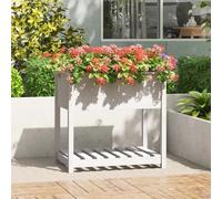 Planter with Shelf White 82.5x54x81 cm Solid Wood Pine Berkfield Home White One Size