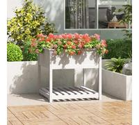 Planter with Shelf White 82.5x82.5x81 cm Solid Wood Pine Berkfield Home White One Size