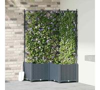 Planter with Trellis 3pcs Light Grey PP 80x80x143cm Modern Weatherproof Outdoor
