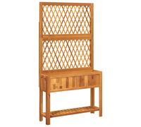 Planter with Trellis and Shelf Flower Raised Bed Solid Wood Acacia vidaXL